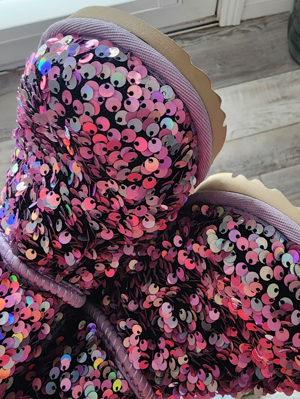 UGG Kids Iridescent Pink Sequin Boots 4 - Picture 4 of 12